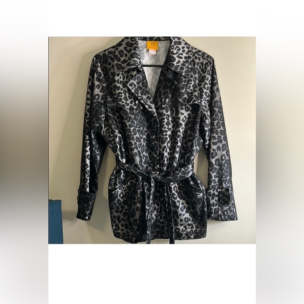 Ruby Rd. Black and Gray Leopard Print Jacket